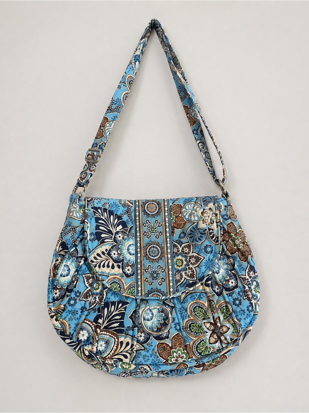 Vera Bradley Light Blue Floral Quilted Crossbody Shoulder Bag
